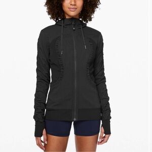 Lululemon Dance Studio Jacket Size 6 Reversible Black/Grey Full Zip Hooded